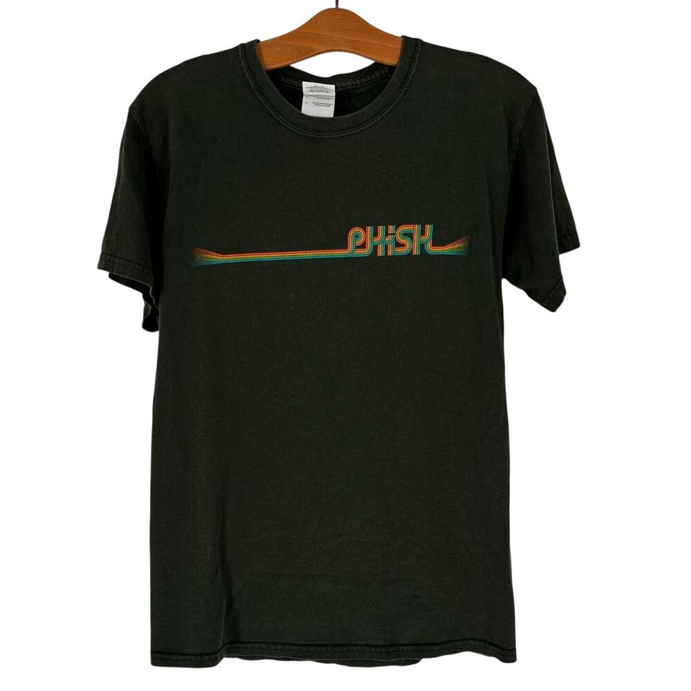 Vintage Y2K Phish Band T-Shirt Mens SMALL Green Rainbow Graphic Retro Music Tee